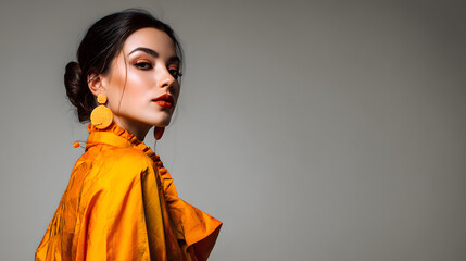 Female model fashion photoshoot in studio