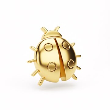 A golden glossy figurine of a ladybug