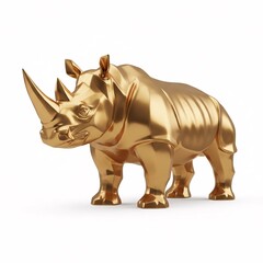 Fototapeta premium A golden stylized figure of a rhinoceros standing