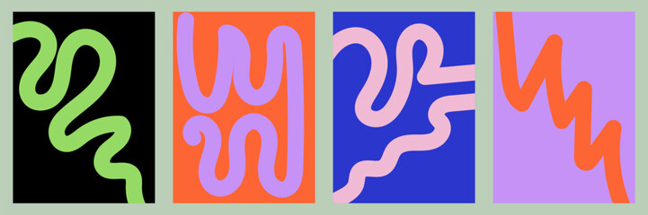 Obraz premium Abstract colorful illustration of wavy lines in modern geometric style on vibrant backgrounds.