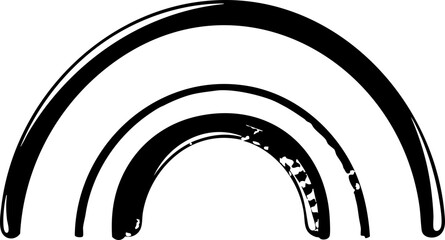 Whimsical double rainbow art for kids' designs and cheerful graphics, a simple yet cute design element with a touch of hand-drawn charm and positive vibes