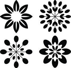 Collection of four decorative stylized floral and botanical elements for design projects vector