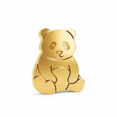 A golden 3D panda symbol, depicting a cute sitting bear,