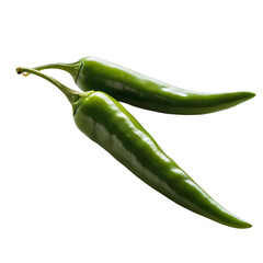 Two Fresh Green Chili Peppers on a transparent background PNG  