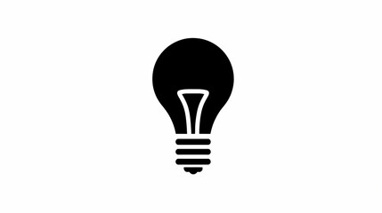 Fototapeta premium A Single Black Light Bulb Icon Illuminated Against a Plain White Background Simple Vector Graphic Design Asset