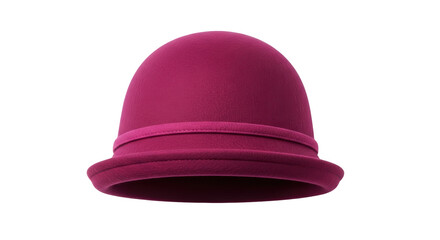 Isolated magenta felt cloche hat, a vintage fashion accessory, popular for women's dress style