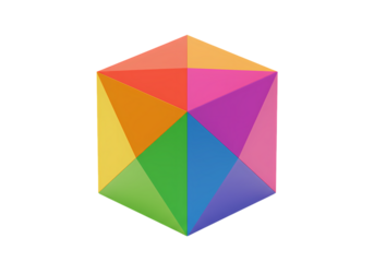 Vibrant Rainbow Geometric Cube: Abstract Design Element