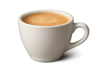 Coffee drink in white ceramic cup with foam