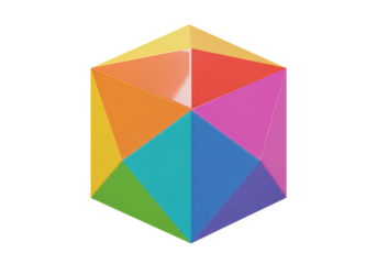 Vibrant Rainbow Geometric Cube: Abstract 3D Design Element for Backgrounds