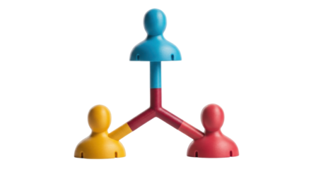 Isolated figurine of a team collaborating in a colorful collaboration concept design