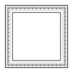 Classic rectangular border frame featuring intricate black floral and scrollwork patterns on a crisp white background. This elegant design is suitable for certificates, invitations, diplomas, photos