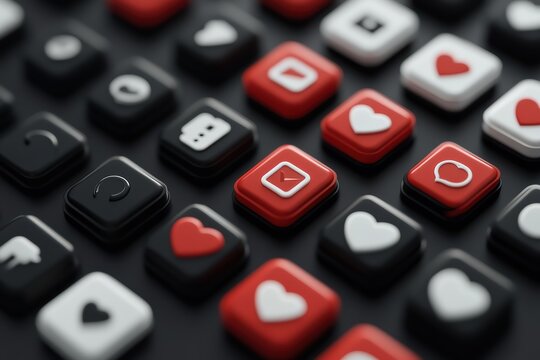 Graphic layouts for social media reposting using vibrant red and black colors