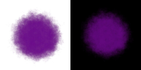 Fluffy smoky circle, purple cotton cloud, transparent insulated..