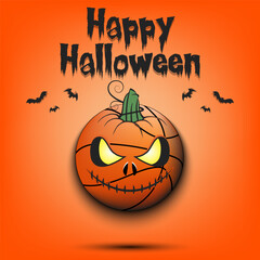 Happy Halloween. Template basketball design. Basketball ball in the form of a pumpkin on an isolated background. Pattern for banner, poster, greeting card, flyer, party invitation. Vector illustration