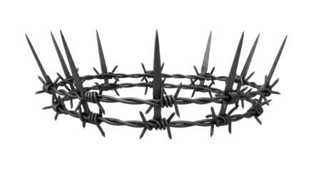 Barbed wire crown symbolizing struggle, pain, and resilience, perfect for artistic or conceptual projects with a dark aesthetic
