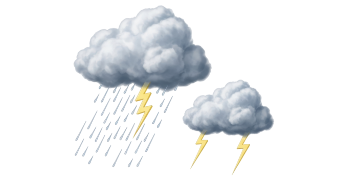 Isolated Severe Weather with Rain and Lightning, Storms and Thunderbolts Approaching