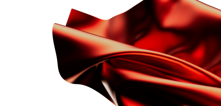 Dramatic red silk fabric flowing elegantly. Perfect for luxury, beauty, fashion, and elegance concepts.