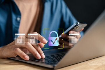 Secure login authentication system with biometric approval and digital identity verification.