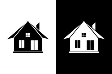 Modern House Outline — Black and White Vector Icon.