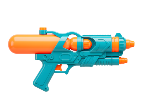 Vibrant aqua and orange water gun toy, perfect for summer fun and outdoor activities, ready for action-packed backyard adventures and playful water battles.