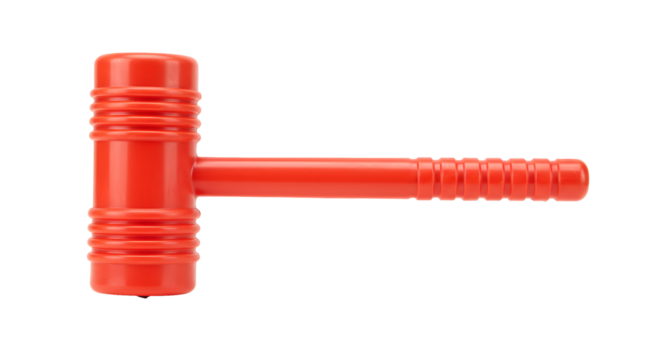 Bright orange toy hammer with textured grip, perfect for children's creative play and educational fun