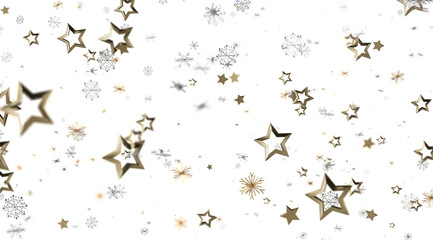Festive winter background with gold stars and snowflakes. Perfect for holidays, celebrations, and winter themes.