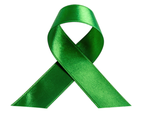 Bright green satin ribbon, awareness symbol