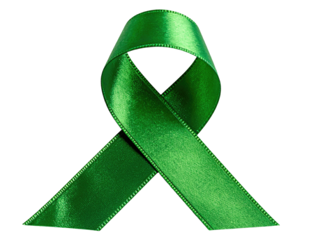 Bright green satin ribbon, awareness symbol