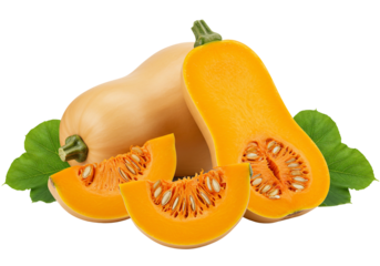 Butternut squash still life on transparent background fresh harvest autumn food