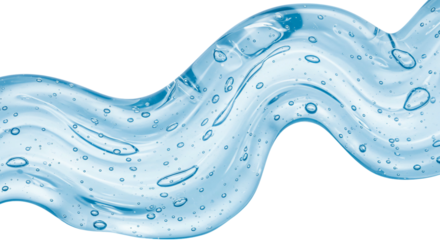 Clear gel swirl with bubbles on transparent background product display