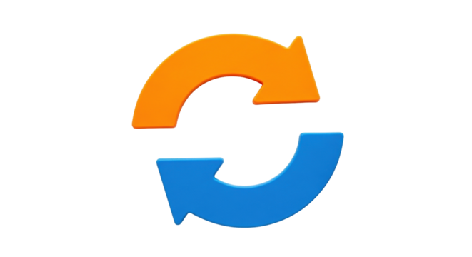 Isolated circular arrows represent recycling or repetition for business and technology concepts