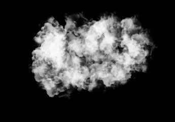 Hand made Realistic cloud illustration fluffy and vaporous isolated on black background