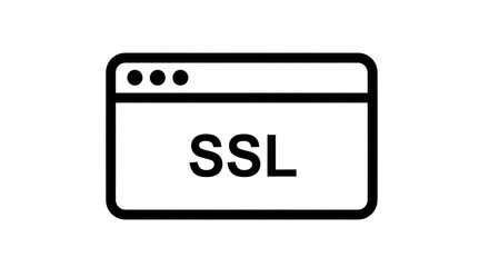 Isolated SSL icon showing a secured connection in a browser window, conveying online safety