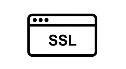 Isolated SSL icon showing a secured connection in a browser window, conveying online safety