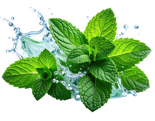 Fresh mint leaves in water splash (4)