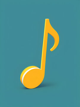 Demisemiquaver or thirty-second note side view clipart flat design icon isolated on transparent background, 3D render entertainment and music concept