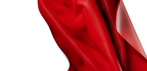 Stunning red fabric flowing against a clean white background. Perfect for design projects needing elegance, luxury or boldness.