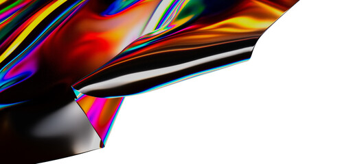 Abstract holographic foil with a rainbow color spectrum, creating a modern and artistic visual with...