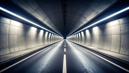 Fototapeta premium Empty tunnel road at night
