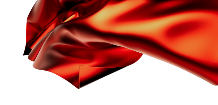 Elegant red silk fabric flowing, creating abstract shapes. Perfect for luxury, fashion, and beauty projects.