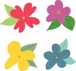 set of colorful flowers