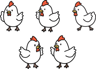 귀여운 닭 일러스트 포즈 컬렉션