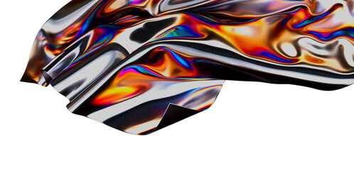 A captivating abstract of iridescent flowing fabric. The image showcases vibrant colors and a smooth, reflective texture, evoking feelings of lu