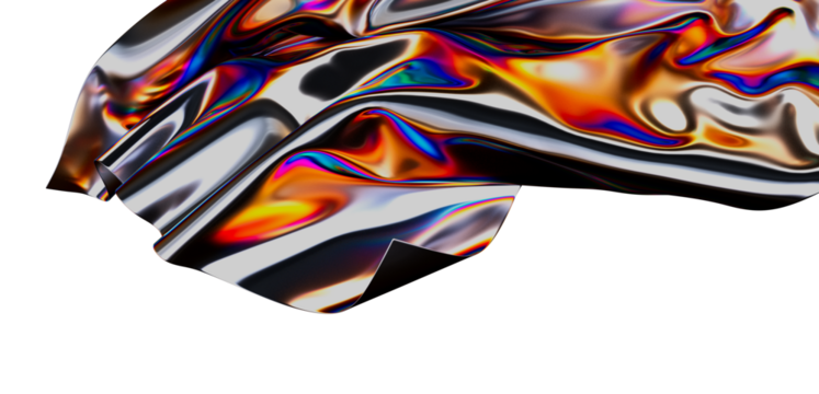 A captivating abstract of iridescent flowing fabric. The image showcases vibrant colors and a smooth, reflective texture, evoking feelings of lu