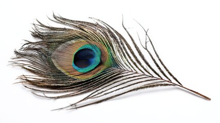 Obraz premium Exotic peacock feather natural plumage, colorful bird beauty decoration, iridescent single nature art