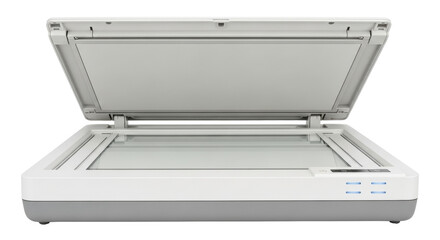 Isolated Flatbed scanner, document scanning device for the office or home, ready for use