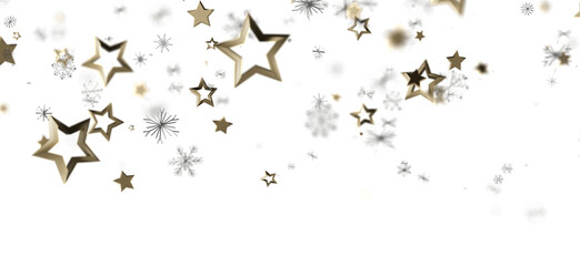 Festive winter background with gold stars and snowflakes. Perfect for holiday cards, websites, and more!