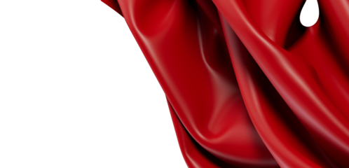 Elegant close-up of red fabric with silky texture and vibrant shades of red flowing across the frame. Perfect for abstract backgrounds, fashion,