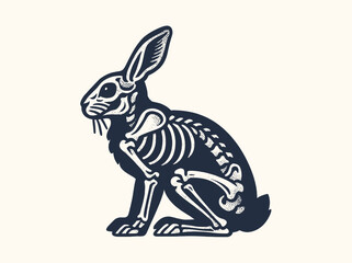 Rabbit anatomy skeleton vintage engraving style vector illustration