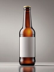 Beer bottle packaging mockup blank, alcohol beverage label design, brewery branding template
